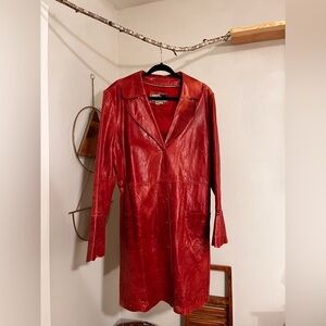 Red Leather Women's Coat